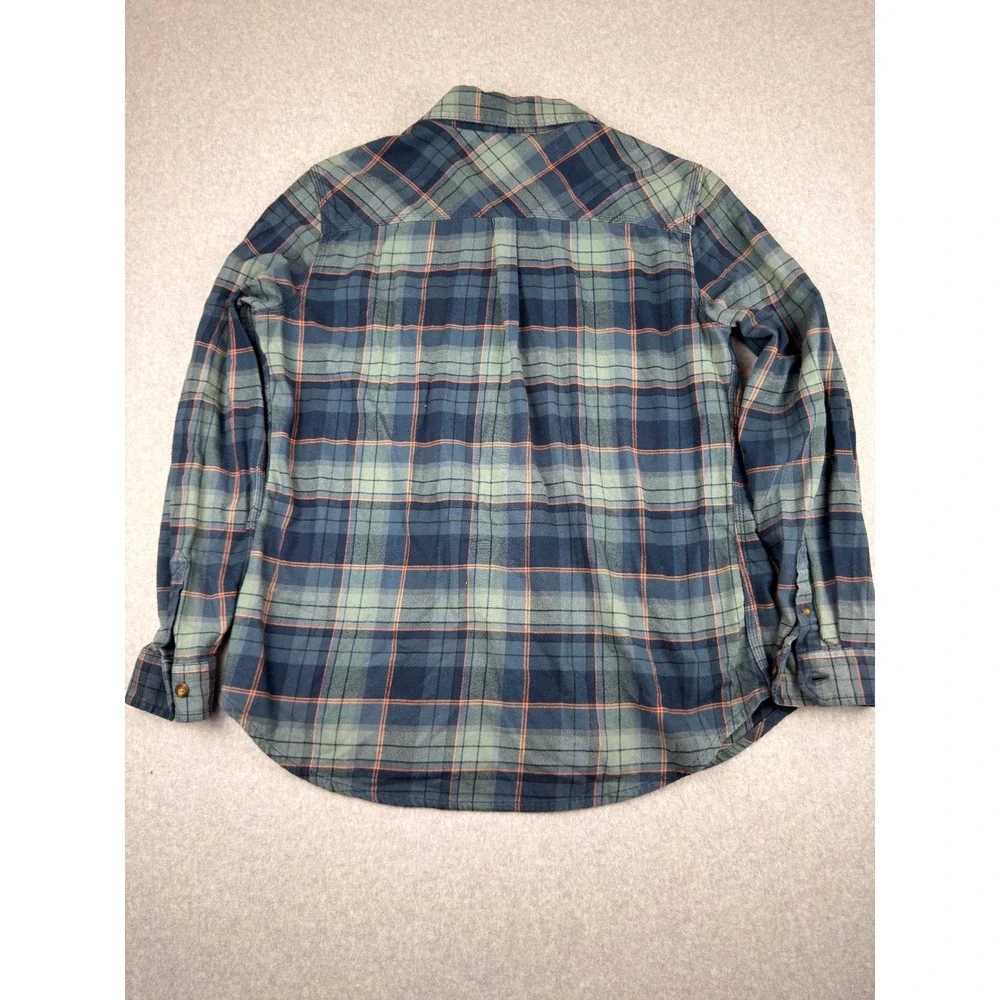 Carhartt Womens Plaid Flannel Shirt Blue L 12/14 Cabincore Gorpcore Cottagecore